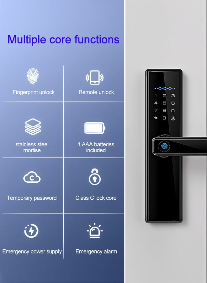 الينك قفل ذكي، قفل باب واي فاي مع التحكم في تطبيق Tuya، أقفال الأبواب مع لوحات المفاتيح، قفل تلقائي لفتح القفل بلمسة واحدة، اللون أسود، نقر 4585 - Image 2